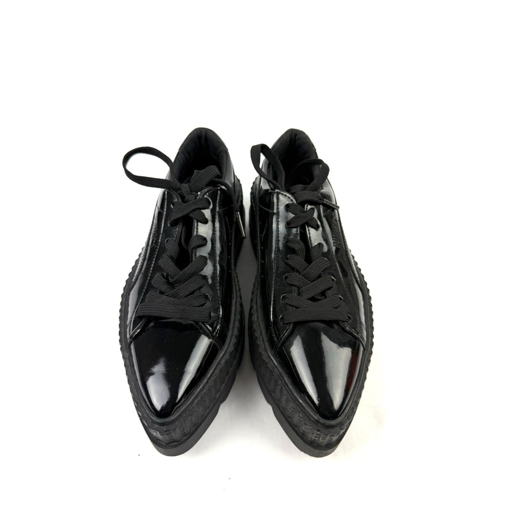 Puma x Fenty Rihanna Shoes 5.5 Pointy Creeper Patent Black Leather Lace Up